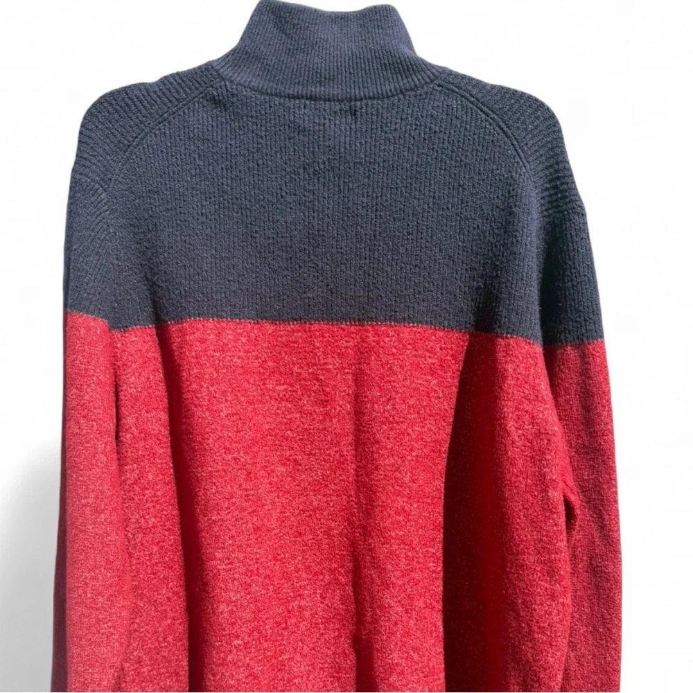 Nautica Red and Navy Two-Tone Zip-Front Sweater - Picture 6 of 8